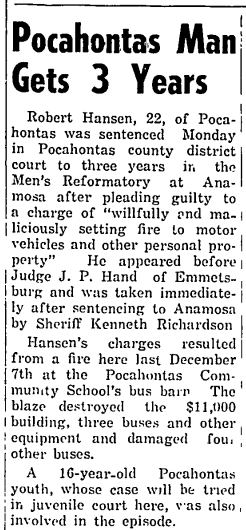 Pocahontas Man Gets 3 Years Newspaper Clipping